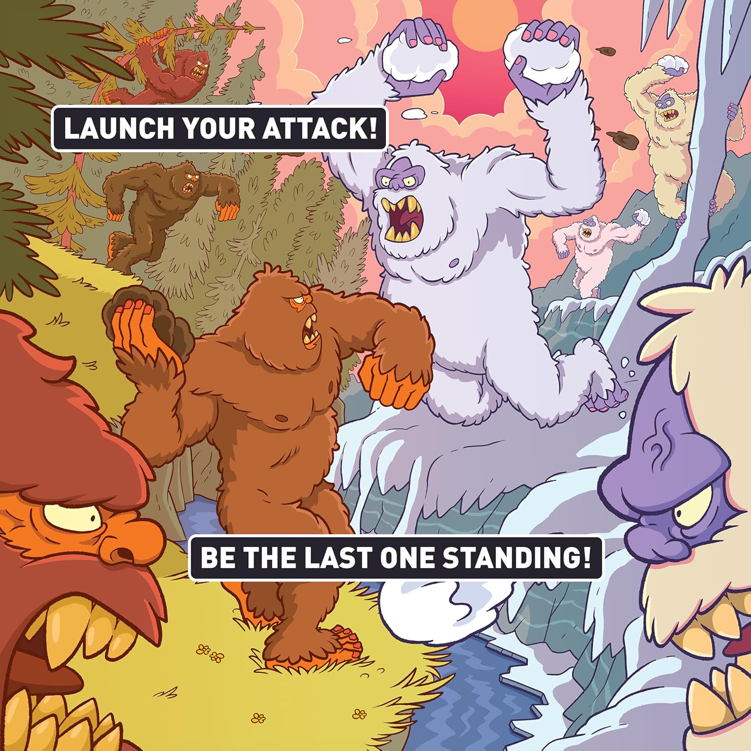 Bigfoot vs Yeti Catapult Game for Kids – Best Gift for Kids, Funny Cryptid Splat Attack Launching Battle Game, 2 Player Family Board Game, Interactive Skill & Action Toy for Ages 6+