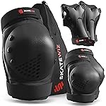 SKATEWIZ Knee and Elbow Pads Adult - Skating Protective Gear Adult, - Smash - Size L/XL Black - Skateboard Pads, Rodilleras para Patinar para Mujer - Ice Skates Women