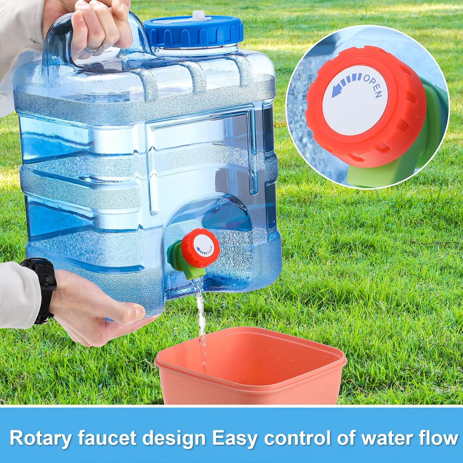 2 Pcs 2.6 Gallon Camping Water Container with Spigot, Portable Water Storage Tank Jug Thick Leakproof Liquid Dispenser Carrier for Vehicle, Hiking, Picnic, Outdoor, Emergency, Hurricane - Image 3