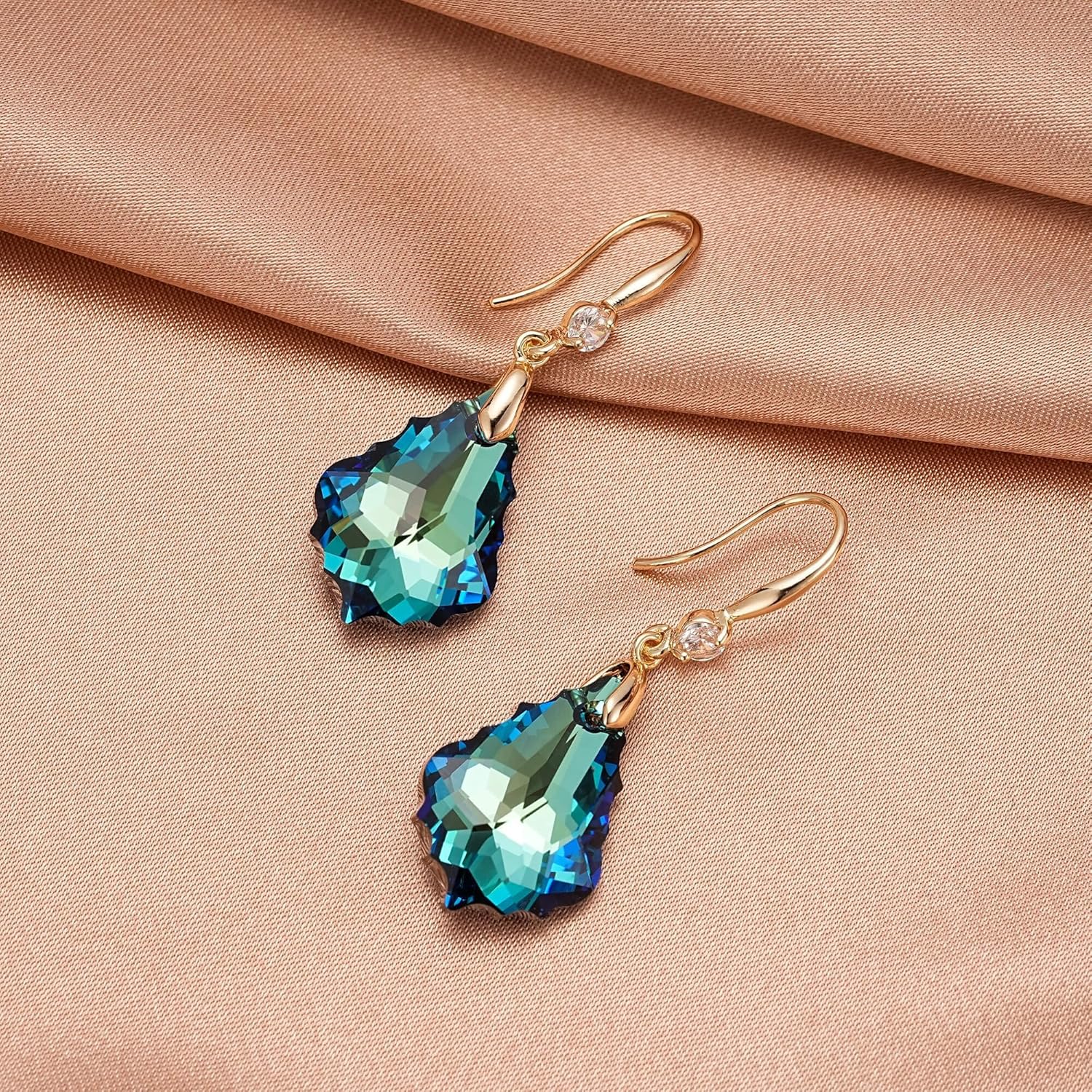 Trendy Austrian Crystal Baroque Drop Dangle Earrings for Women 14K Gold Plated Hook Earring Hypoallergenic Jewelry Gifts for Women - Image 7