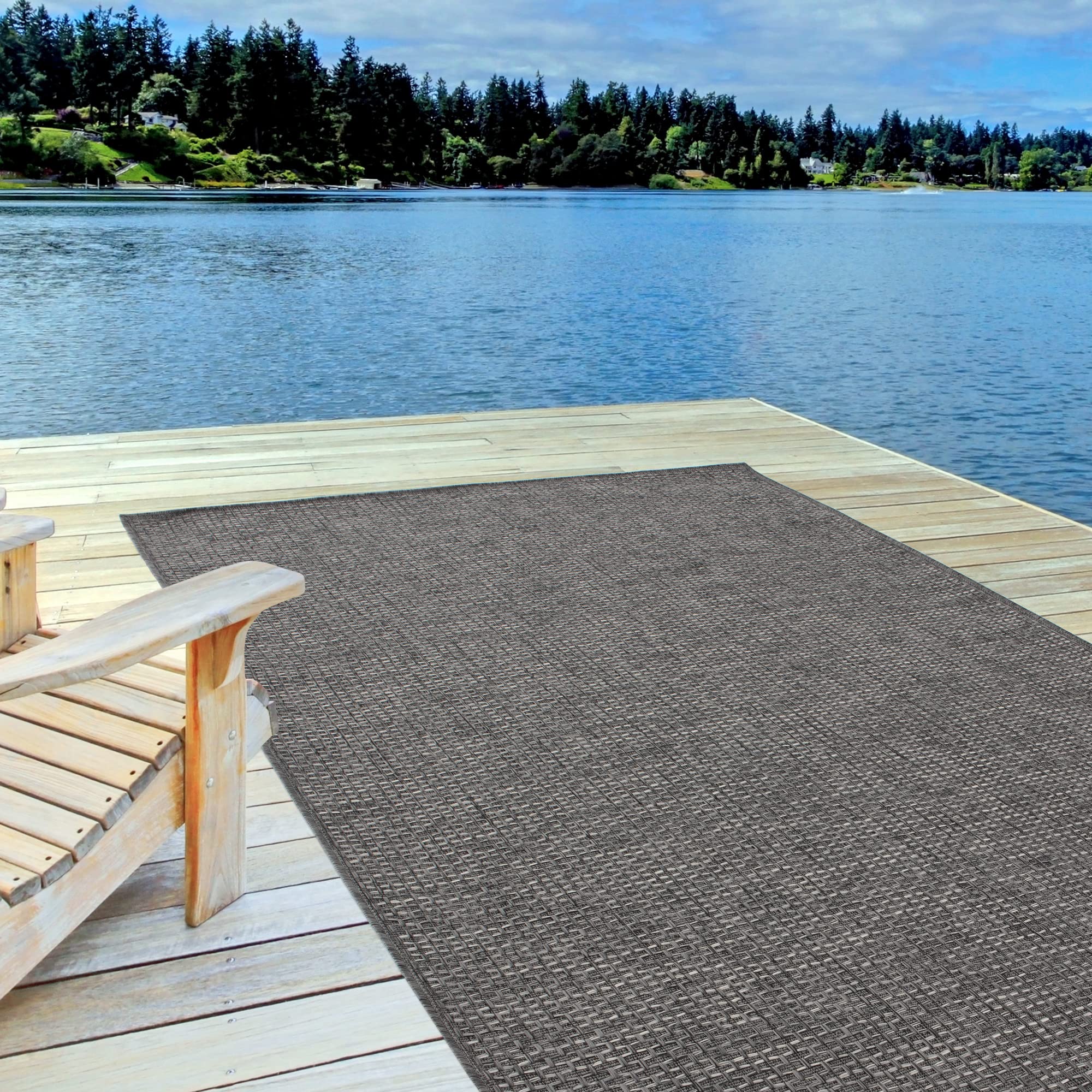 THE RUGS Outdoor Rug – Weather & UV Resistant Outdoor/Indoor Area Rugs - Durable Rugs for Patio, Deck, Garden, Kitchen, Bathroom or Living Room - Dark Grey, 160 x 230 cm — image 1