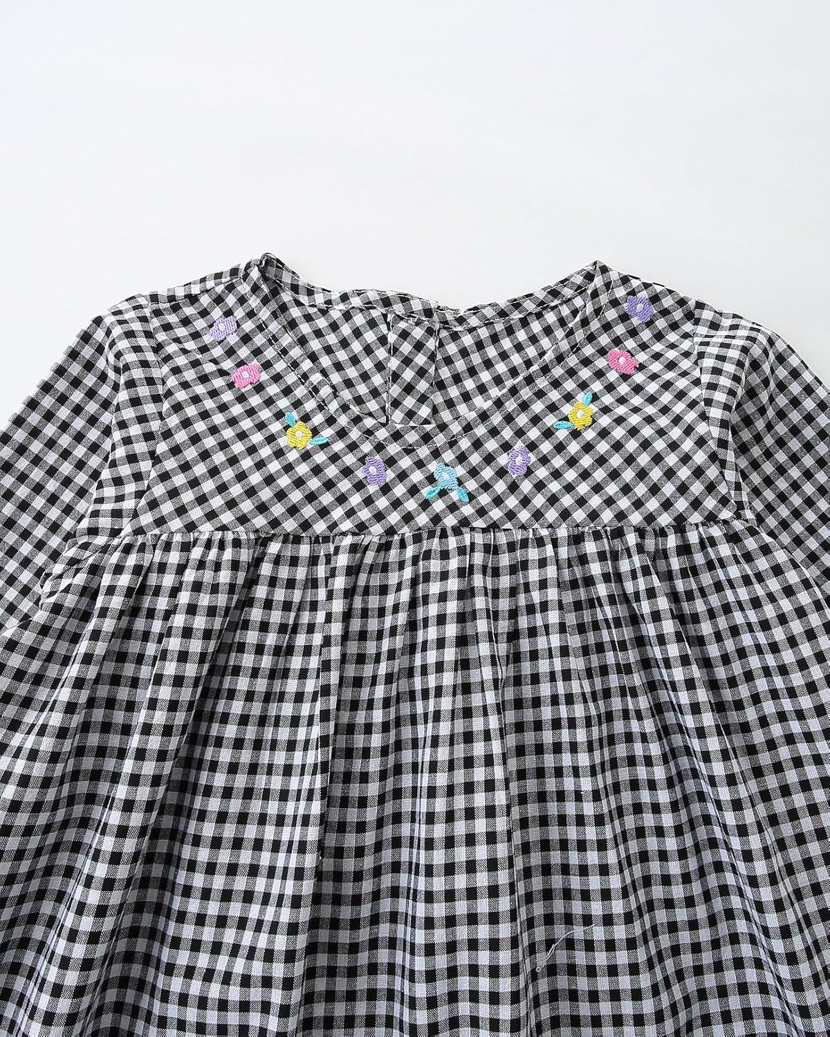 FreeLu Toddler Girls' Cotton Gingham Duck Embroidery Dress Long Sleeve Plaid Casual Dresses for 2-7 Years - Image 5
