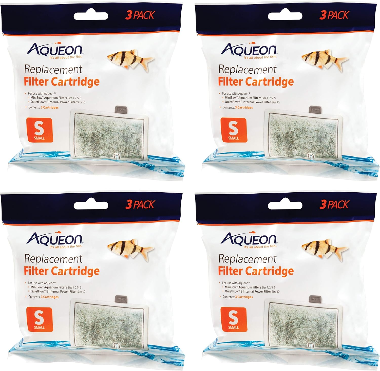 Aqueon 4 Pack of MiniBow Replacement Filter Cartridges, 3 Small Cartridges Each