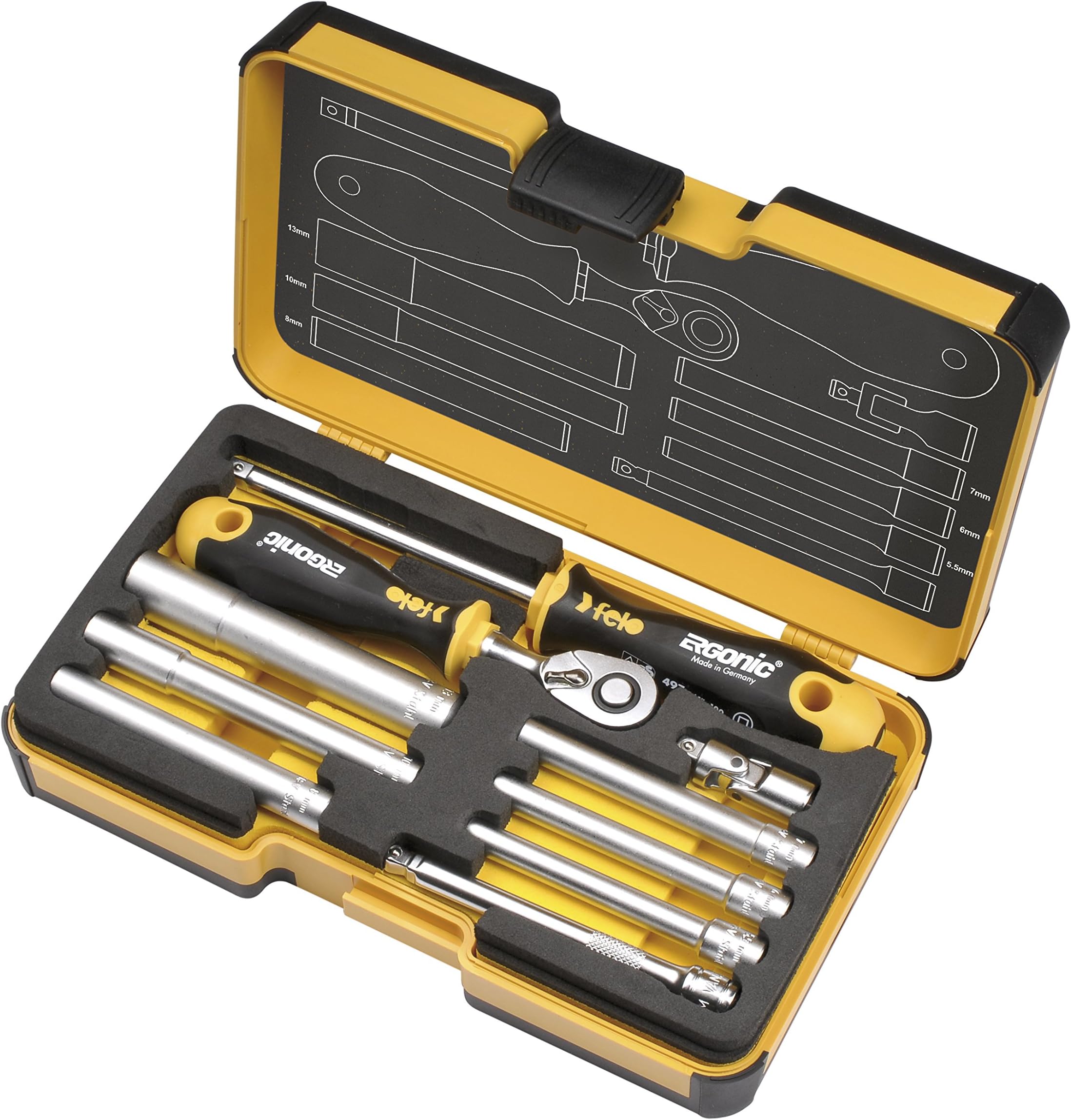 07157 61553 R-GO 10 M-Tec 10pc Box Nut Drivers, Ergonic Ratchet Set