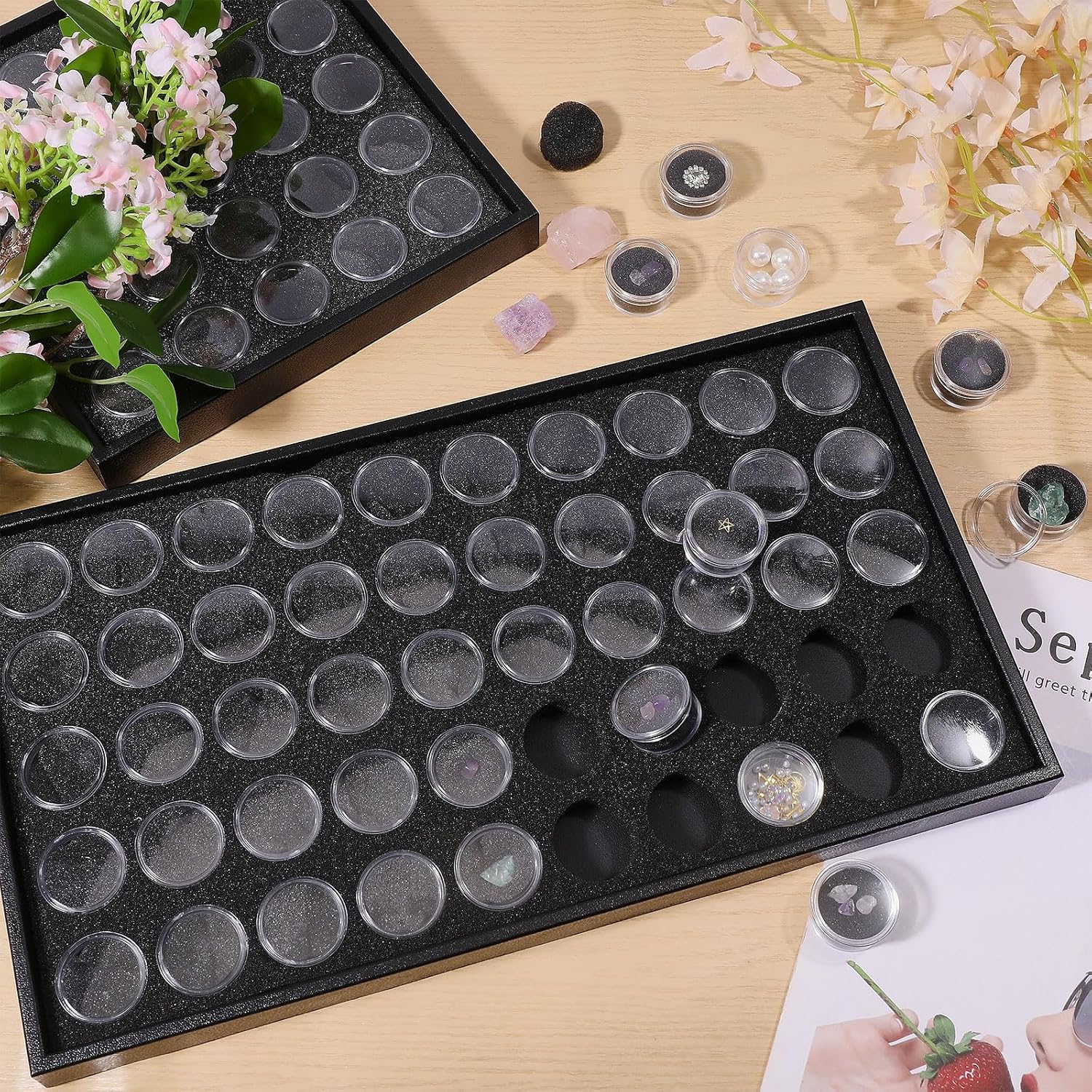 FREEBLOSS 50/25 Gem Display Case for Collectibles Diamond Gemstone Storage Box Small Crystal Organizer Jewelry Organizer Box for Collectibles Rhinestone Crystal Small Items image 5