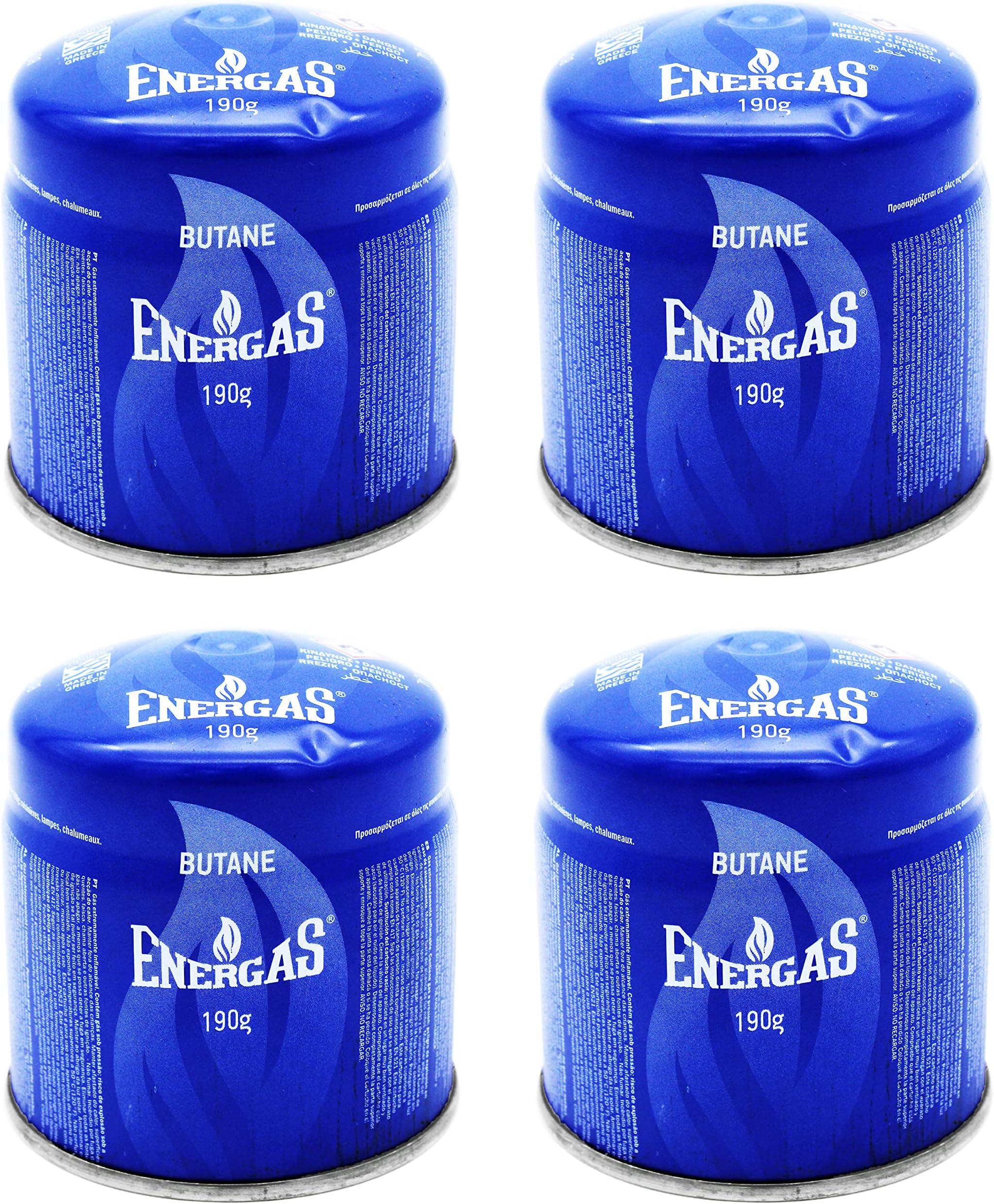 YANEK Butane Gas Cartridge | Camping Lamp Stove | Soldering Torch | Pack of 4 (190g each)
