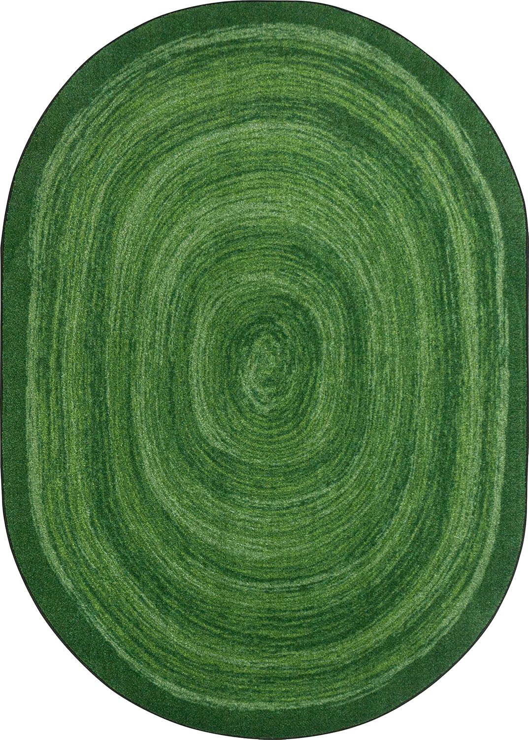 Joy Carpets Feeling Fun 5'4" x 7'8" Oval Area Rug in Color Green