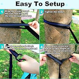 SZHLUX Camping Hammock Double & Single Portable Hammocks with 2 Tree Straps and Attached Carry Bag,Great for Outdoor,Indoor,Beach,Camping,Light Grey / Sky Blue