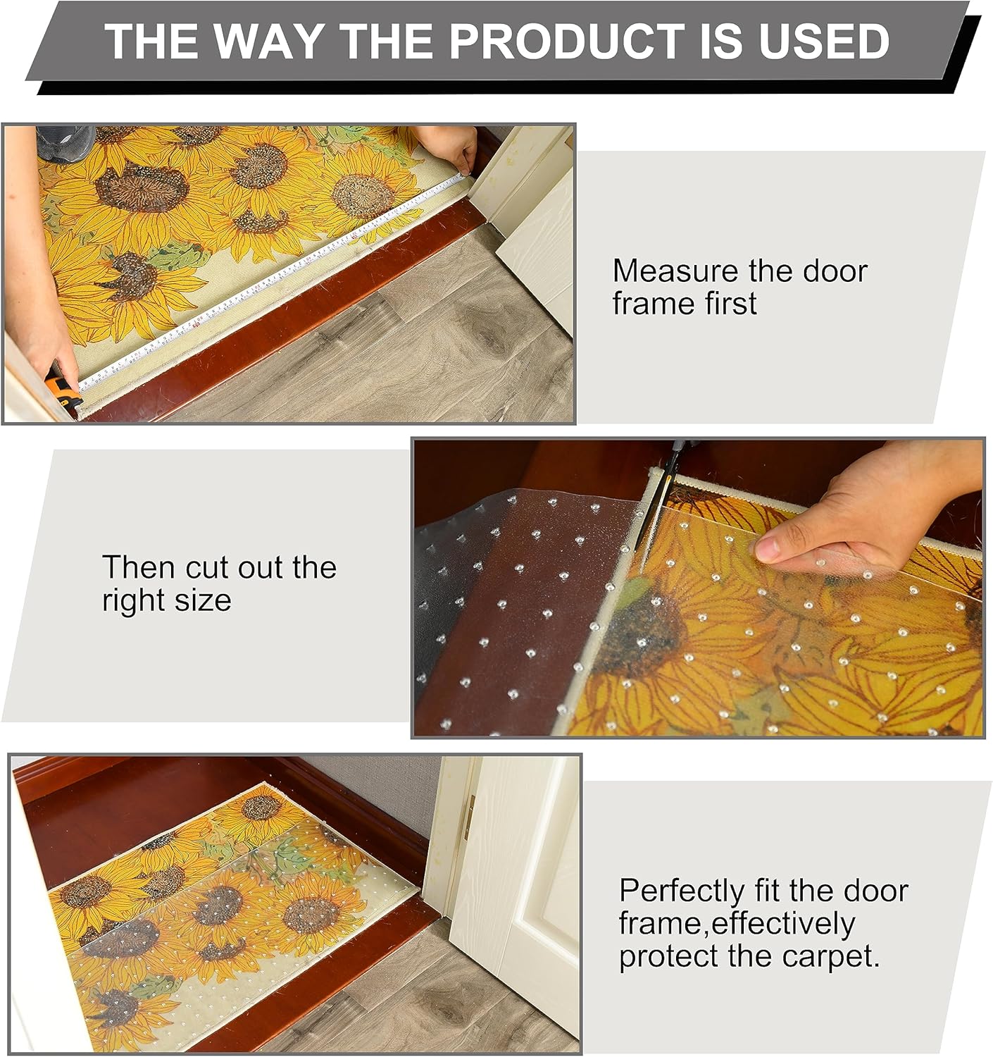 Heavy Duty Doorway Carpet Protector, Heavy Duty Plastic Prevents Cats and Dogs from Scratching your Carpet and Rugs at Doorways Non-Slip 8.2Ft Floor Runner Thicker for Better Protection and Durability