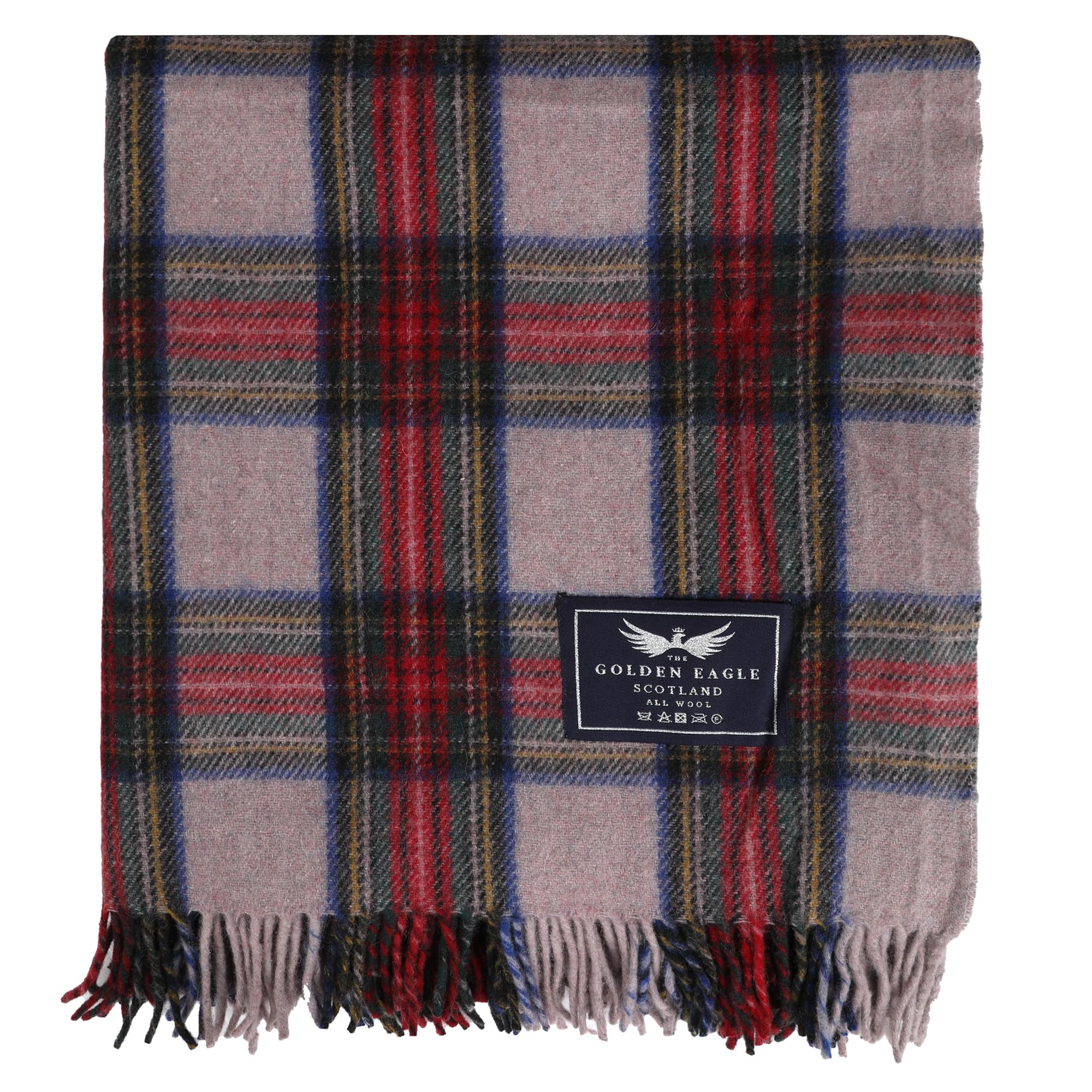 The Golden Eagle Scottish Tweed Wool Large Blanket Tartan Rug with Check Pattern for Warm Winter (Dress Stewart)