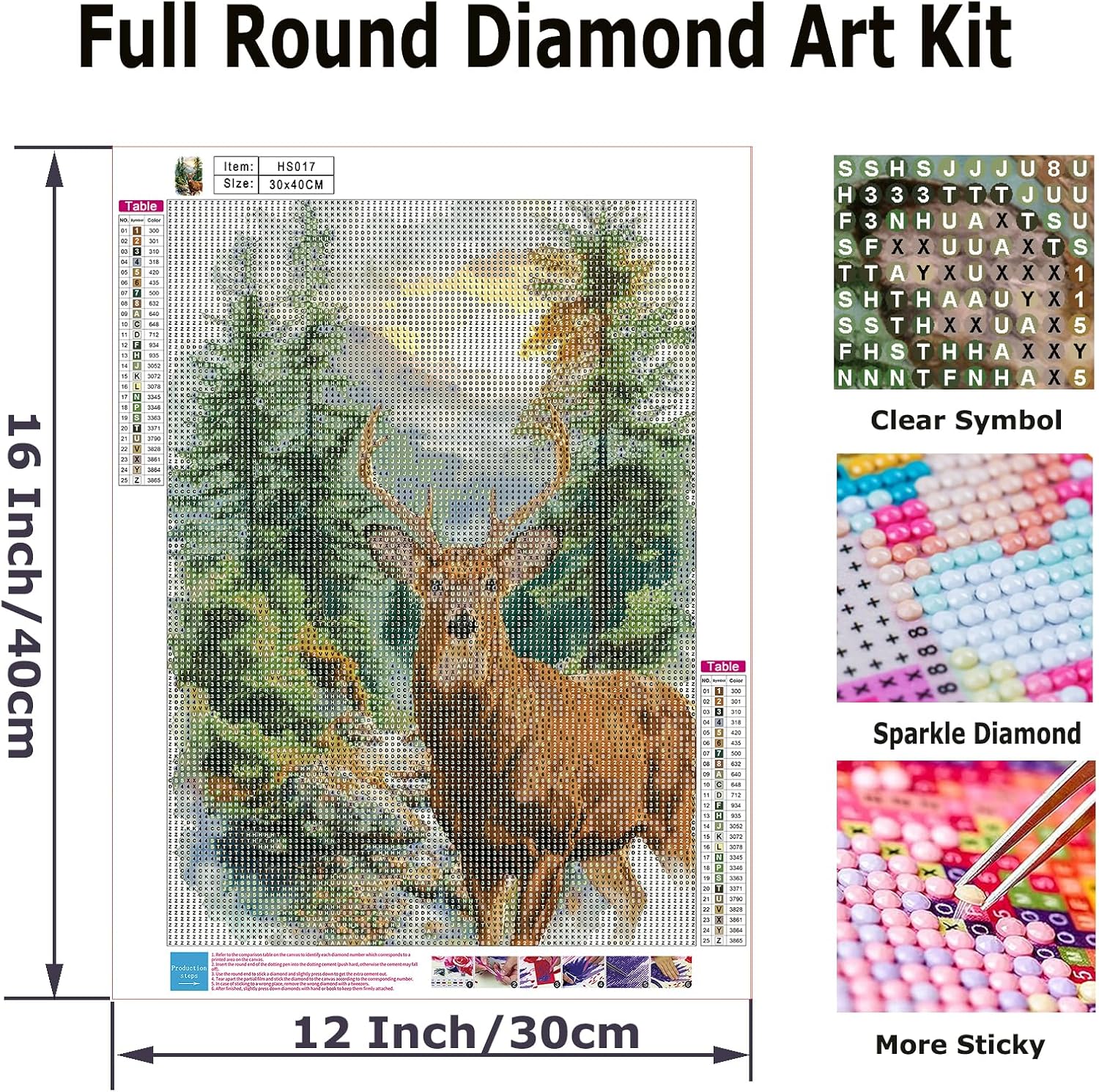DIY Deer Diamond Painting Kits for Adults,Forest Scenery Diamond Art Kit image 4