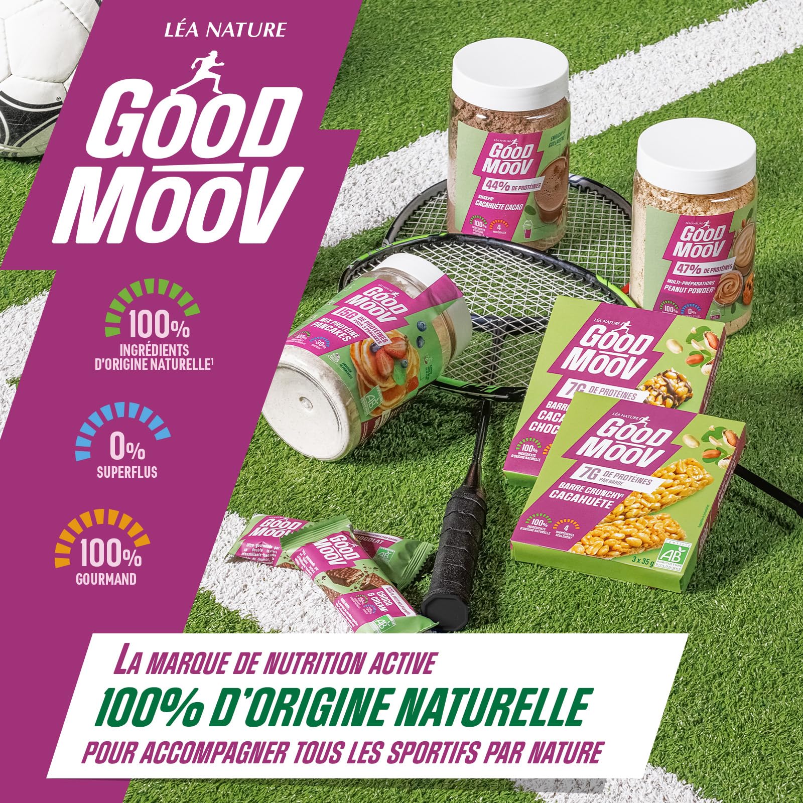 GOOD MOOV – Barre Protéinée Chocolat Noir Bio 46g - Lot carton de 20 barres | 30% de sucres en moins - Riche en protéines - Clean : Sans colorant, sans arôme artificiel, 100% d'origine naturelle