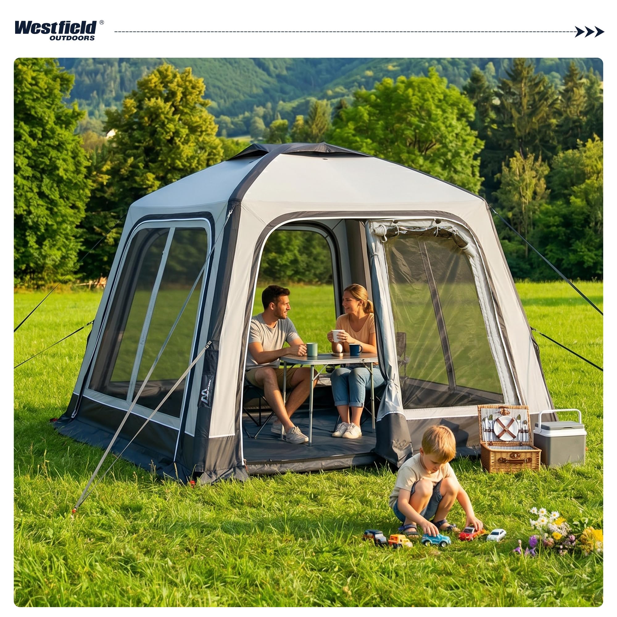 Westfield Outdoors Triton, Aufblasbares Vorzelt, Pavillion-Luftzelt, Busvorzelt Campingzelt mit Drive-Away-Funktion, 3000 mm Wasserdicht, UV- & Windfest