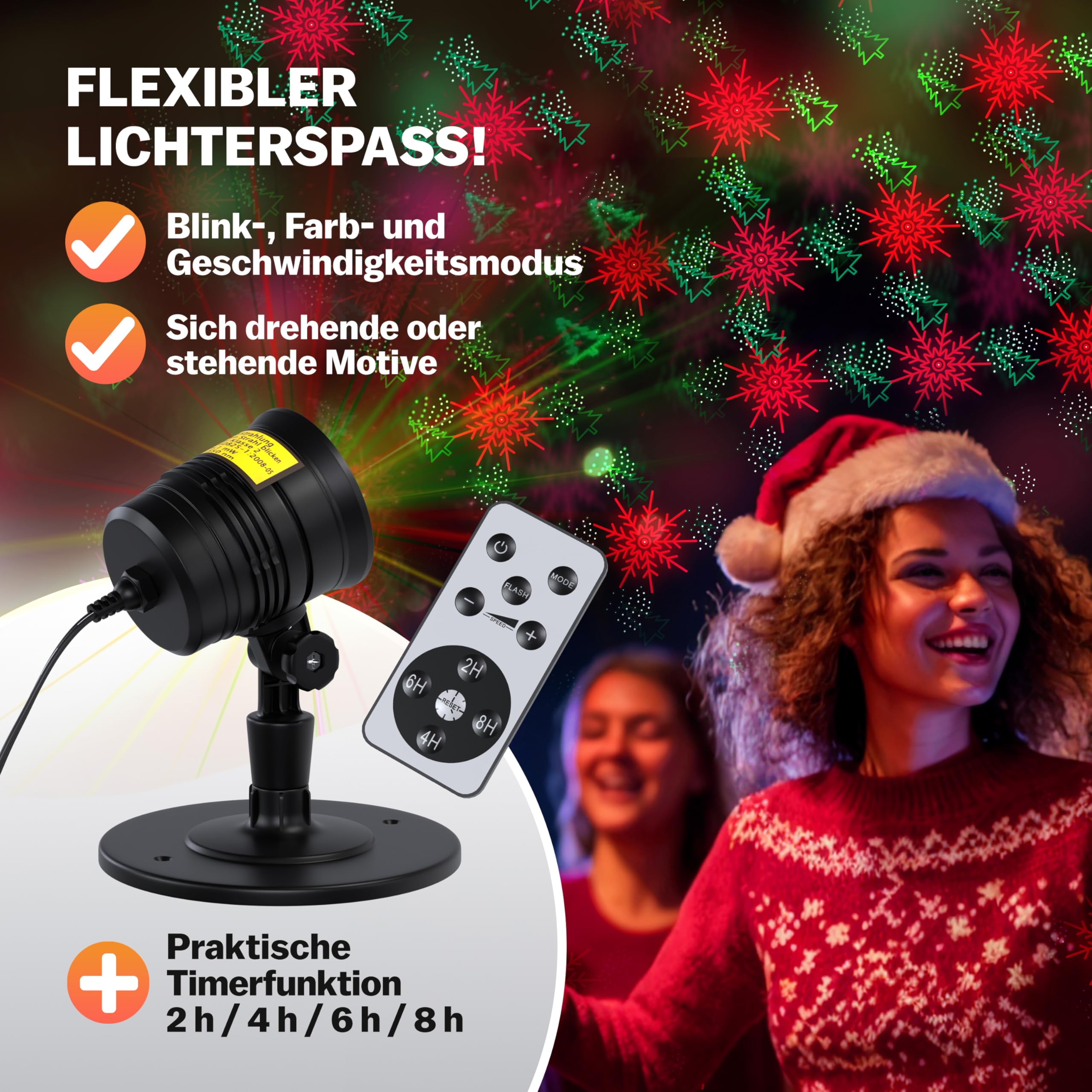 Monzana Proiettore Laser a LED di Natale IP44 Telecomando con Timer Babbo Natale Esterni Interni