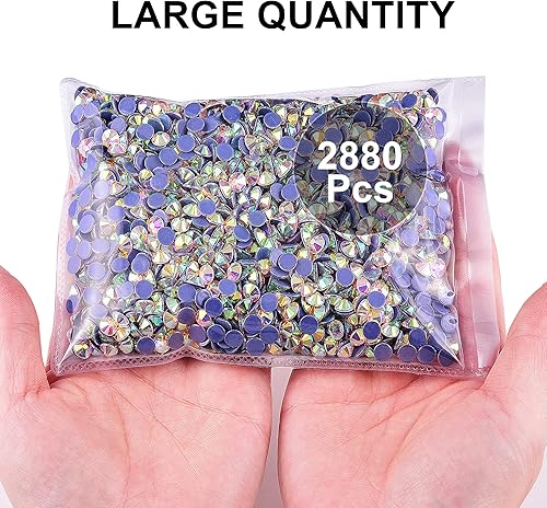 Miniatura 4 de Blinginbox Diamantes de imitación Hotfix a granel, 2880 unidades de diamantes de imitación para manualidades, gemas de vidrio para ropa, decoración,
