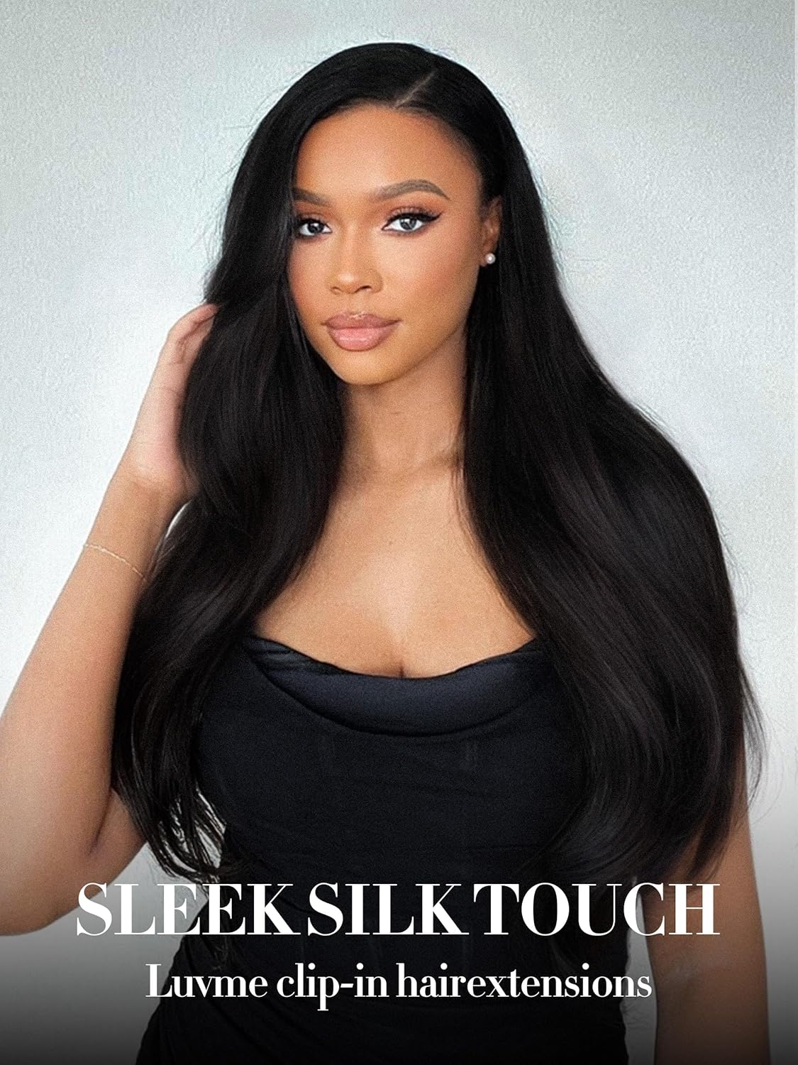 LUVME Silky Straight Clip in Hair Extensions Real Human Hair, 270g 14pcs 22 Inch Invisible PU Skin Weft Natural Brazilian Clip in Hair Extensions for Women