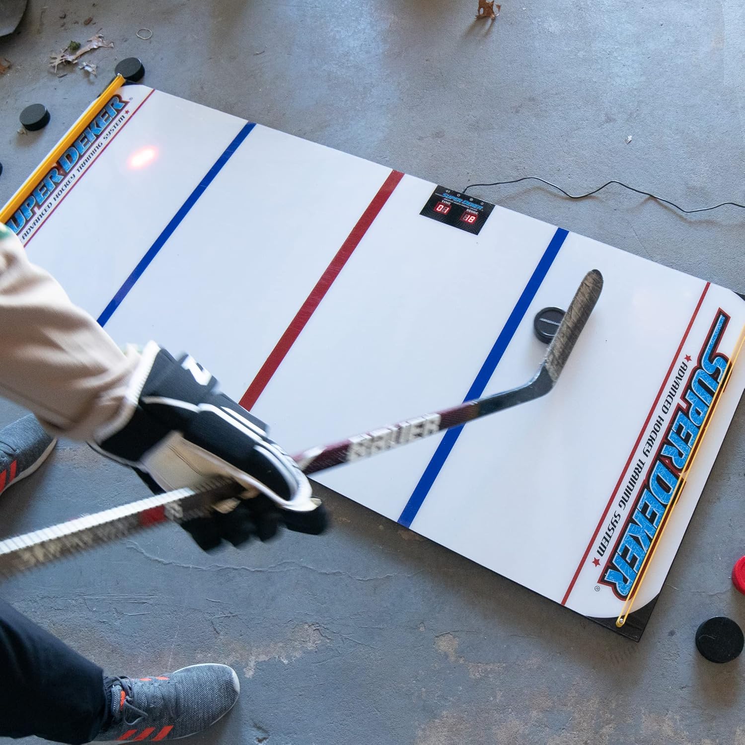 SuperDeker Advanced Ice Hockey Training System | Real Ice Feel, Light Up Sensors Stickhandling Game - 3 Training Modes | 67” x 28.5” Ice Hockey Training Pad : Sports & Outdoors