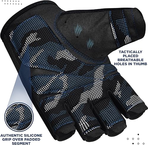 Miniatura 5 de RDX Guantes de levantamiento de pesas, soporte de muñeca largo elástico adicional, agarre completo de la palma, entrenamiento HIIT de fitness para