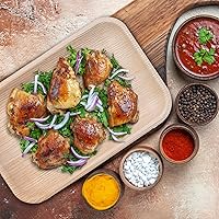 Vista 4 de BOSNAL - Platos biodegradables de hoja de palma, 9 x 6 pulgadas, 25 piezas, compostables, estilo bambú y madera, apilables, grado restaurante