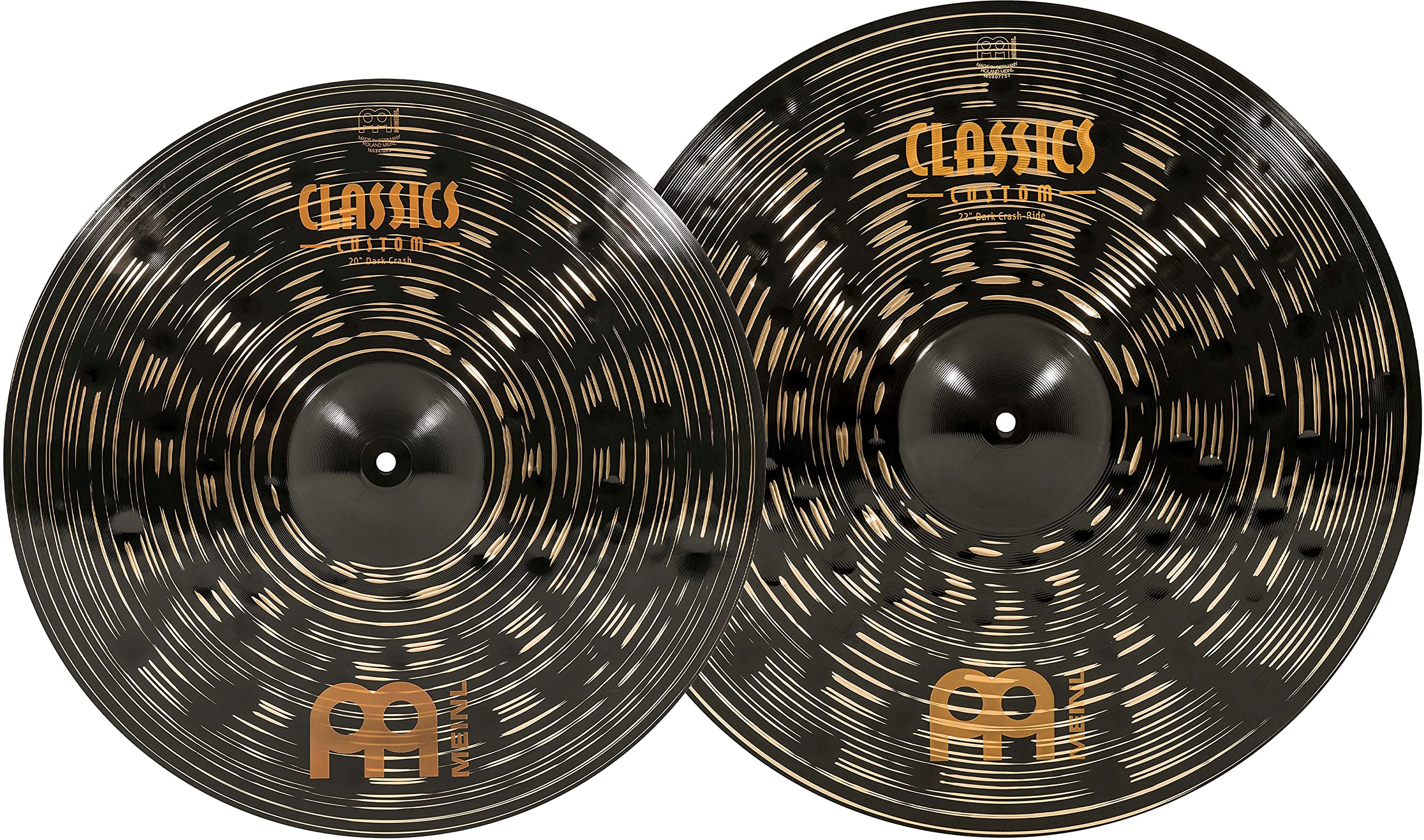 Meinl Cymbals Classics - Juego completo de cajas oscuras personalizadas para tambores, 4 piezas de 15/18/20/22 pulgadas, fabricado en Alemania (CCD502+18)