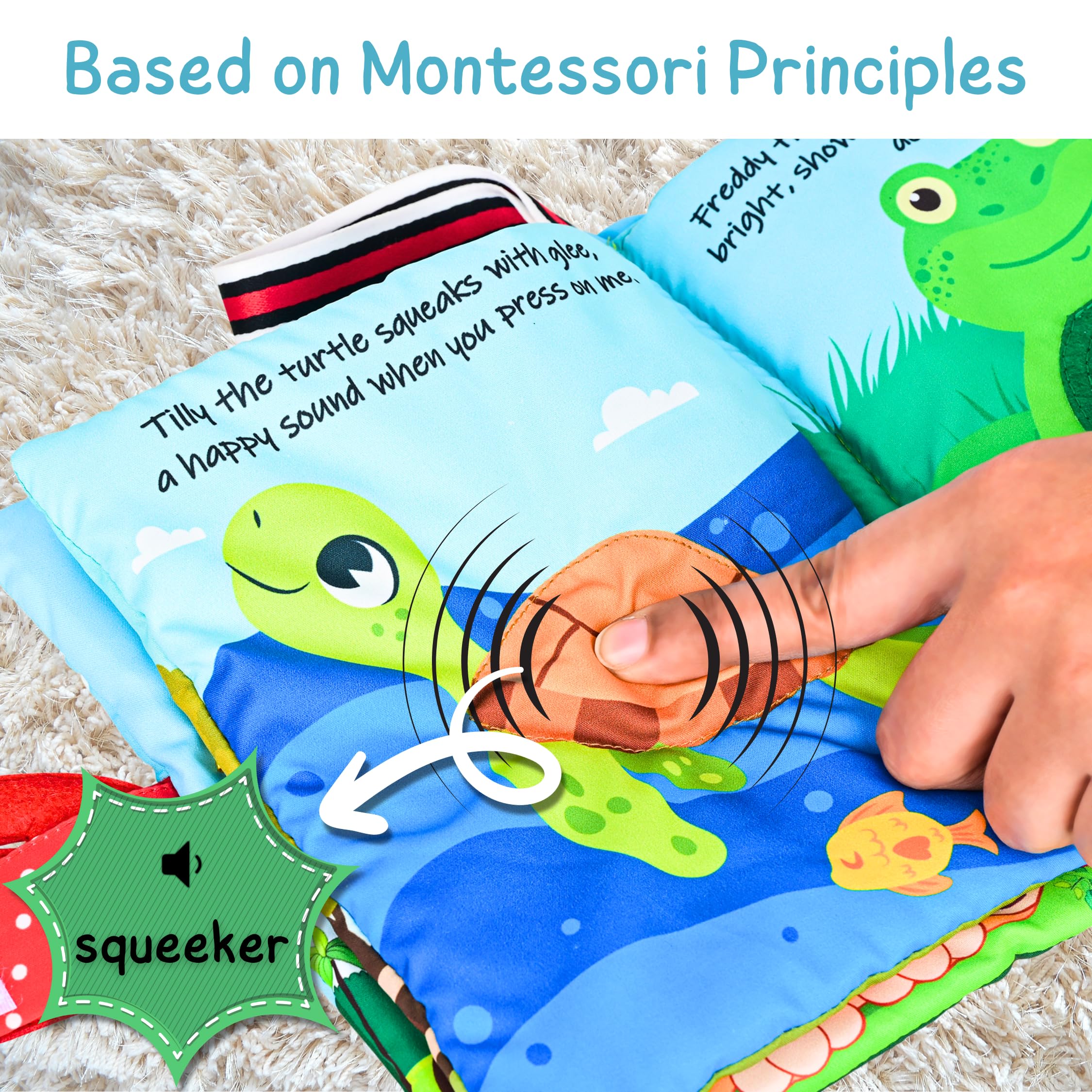Seraphina Peek-A-Boo Jungle Animal Cloth Baby Book | Crinkle Books for Babies with Interactive Finger Puppets | Sensory Touch Feel | Baby Books 0-6 Months | Early Learning Gift for Infants & Toddlers 1