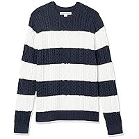 Amazon Essentials Maglione da Pescatore Girocollo a Coste a Manica Lunga in Cotone 100% Uomo