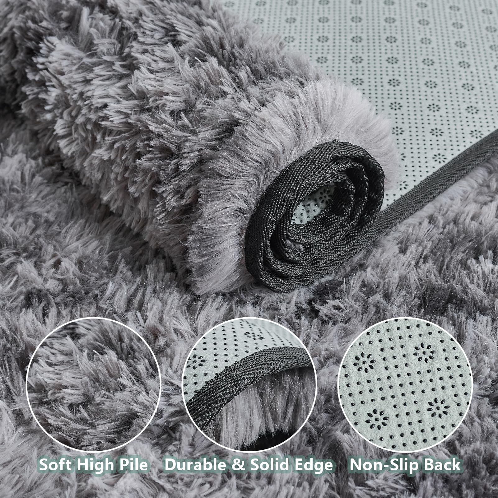 CHOSHOME Tappeti Per Soggiorno Tappeto Grande Super Soffice e Soffice Che Non Perde Peli Tappeti Shaggy Motley Tappeto Tie-dye Tappeti Moderni per Interni per Camere da Letto Grigio Scuro 150x240cm