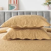 Vista 4 de HoneiLife - Colcha bordada tamaño King - Juego de edredón de microfibra de 3 piezas, colchas ligeras, cubrecamas reversibles, funda de cama retro