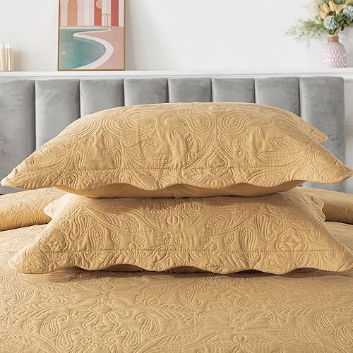 Miniatura 4 de HoneiLife - Colcha bordada tamaño King - Juego de edredón de microfibra de 3 piezas, colchas ligeras, cubrecamas reversibles, funda de cama retro,