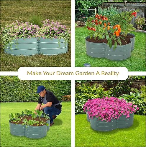 Miniatura 68 de Sunnydaze Cama de jardín de metal elevada de 11.75 pulgadas de alto, cama de jardín elevada galvanizada para exteriores para verduras y flores