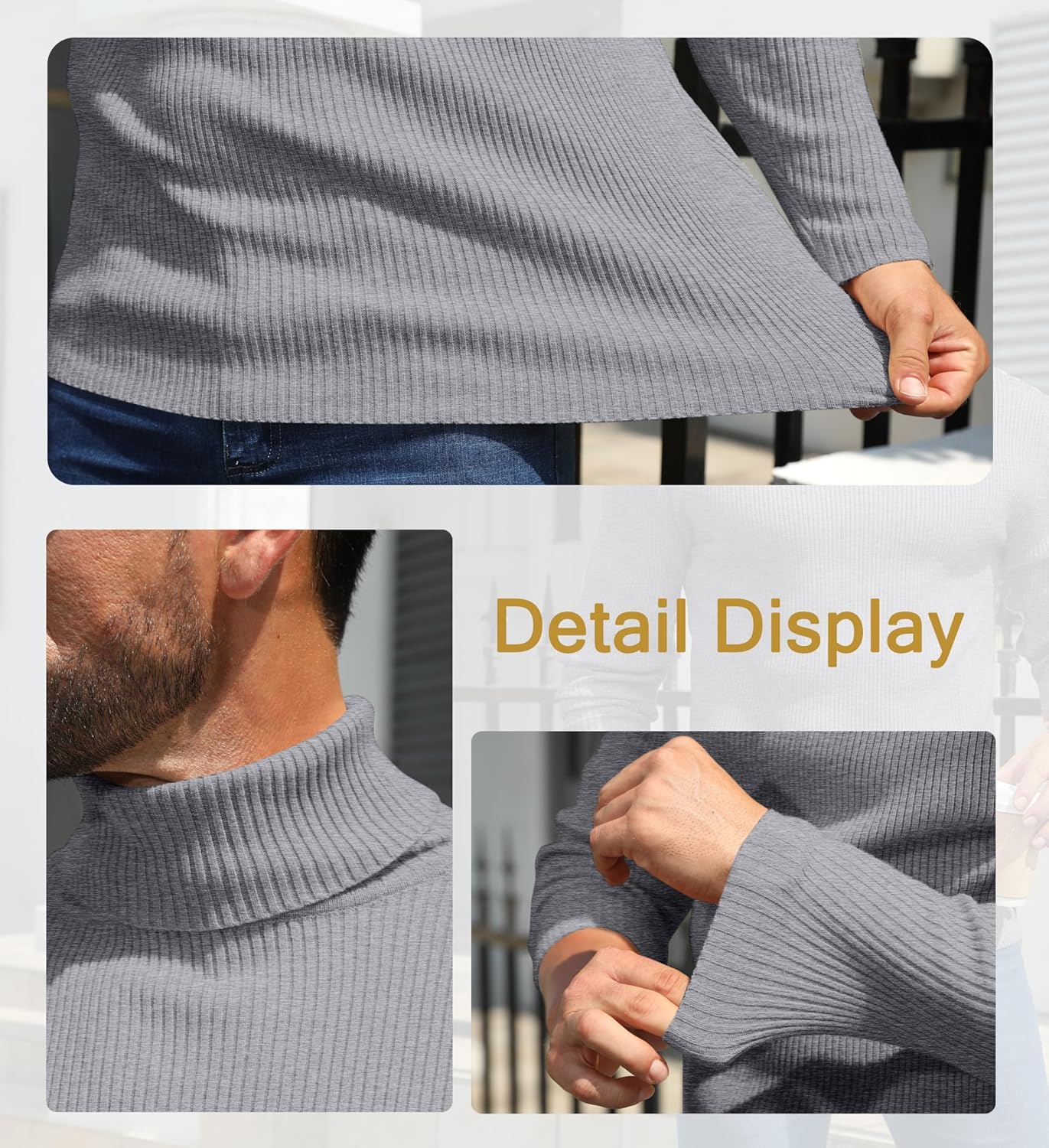 MioRoim Men's Knit Casual Turtleneck Sweater Ribbed Slim Fit Long Sleeve Turtle Neck Knitted Pullover Sweater - Image 6