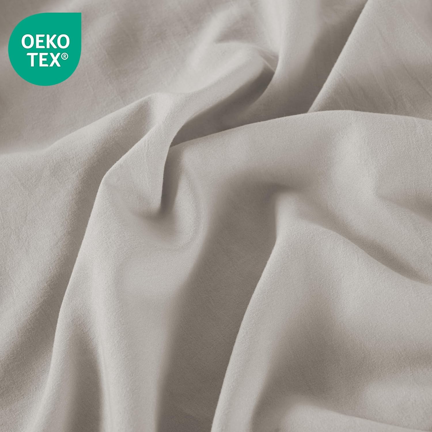 Washed Linen Color Duvet Cover Set Queen Size, 3 Piece Prewashed Microfiber Cotton-Like Bedding Set, Duvet Cover 90x90 with Button Closure, 2 Pillow Shams for All Seasons, Comforter Not Included - Image 5