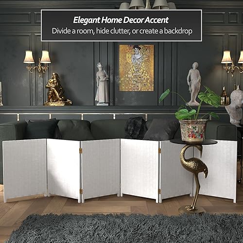 Miniatura 9 de Red Lantern Pantalla plegable de fibra tejida corta de 2 pies - 4 paneles - Crema