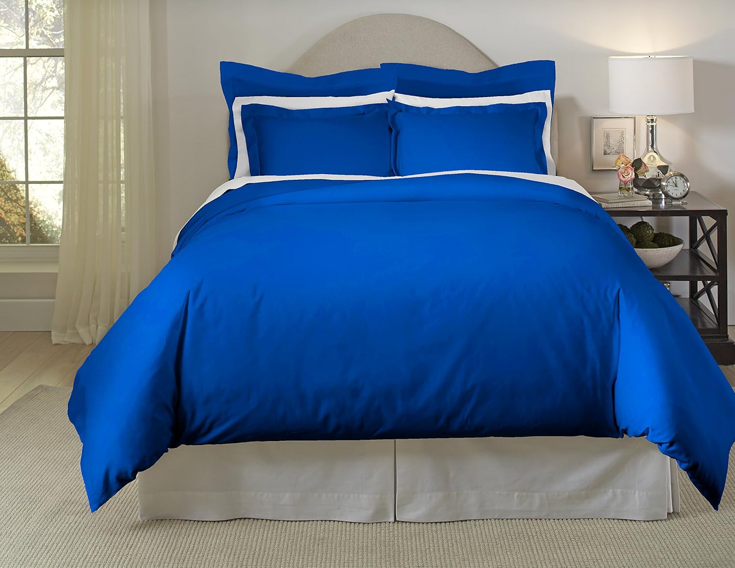 Pointehaven 620 Thread Count Cotton Oversized Solid Duvet Set - 3 Piece Bedding with Button Closure 100% Long Staple Cotton Duvet with Tie-Backs All Season King/Cal King White