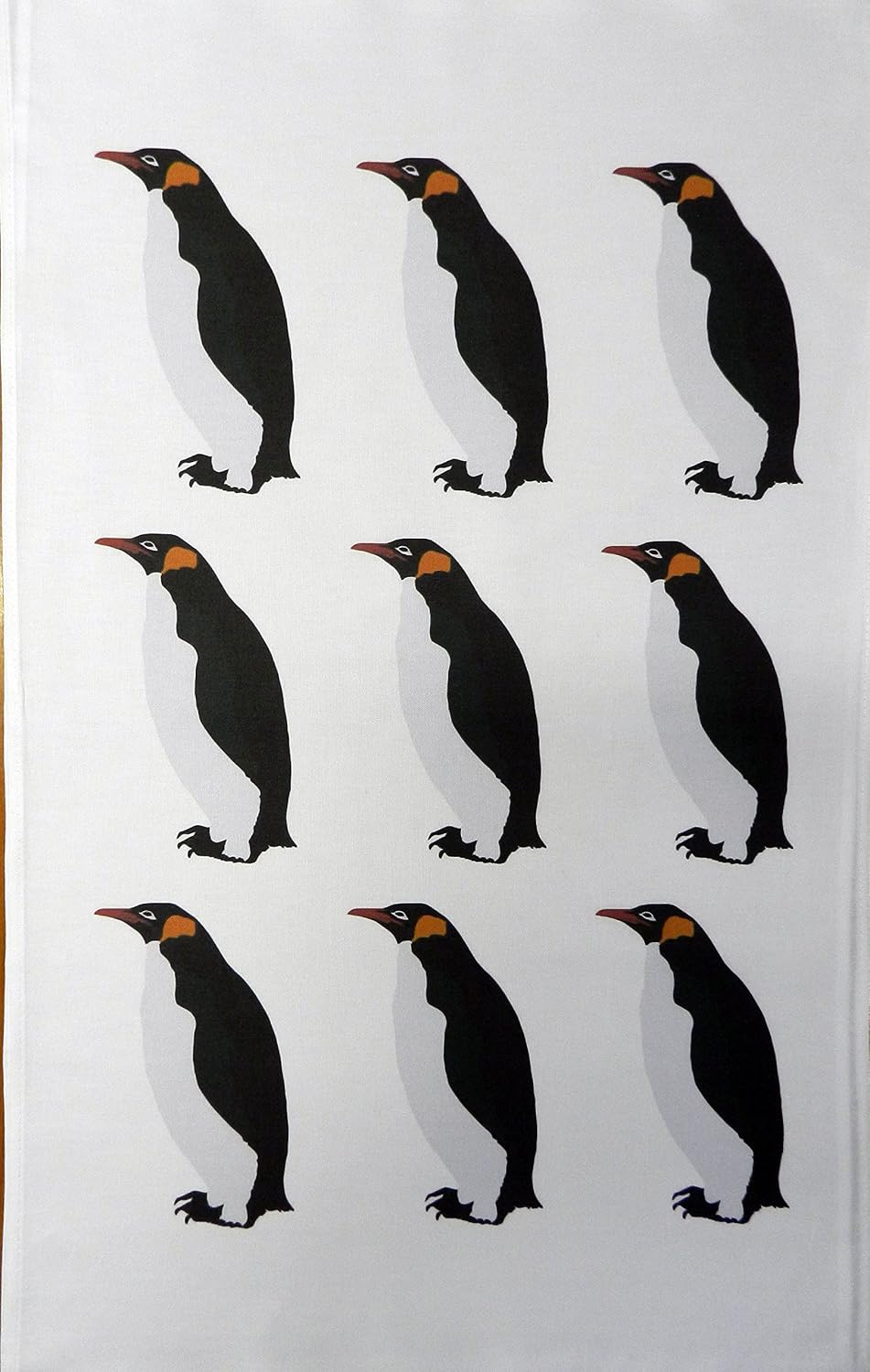 Half a Donkey Emperor Penguin Repeat Design Large Cotton Tea Towel, White/Black, 48 x 79 cm