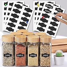 JUKR Self Adhesive (72 PCS) Chalkboard Water and Oil Proof Kitchen Reusable Pantry Stickers for Storage Containers Mason Spice Masala Jars Glass Bottles, Pantry Organizer Name Labels with Pencil