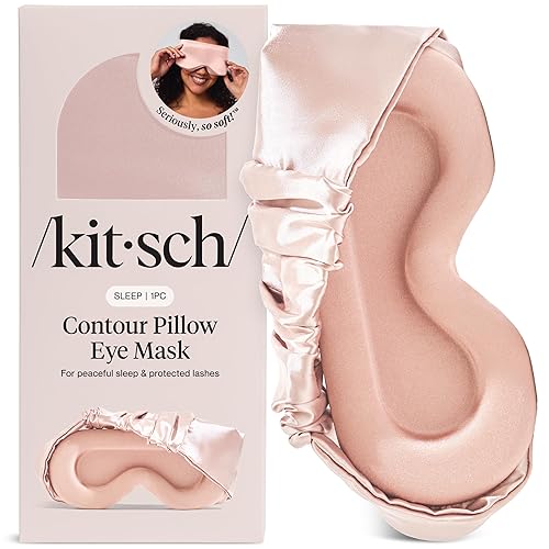 Kitsch Contour Pillow Eye Mask – Softer Than Silk Eye Masks for Sleep, Blindfold Sleep Masks for Women & Men, No Eye Pressure, Lightweight, Eye Care, Travel Essentials - Blush - Blush