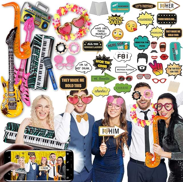 SOUL SHIFT 70 Pc Large Premium Photo Booth Props Set for All Occasions -...