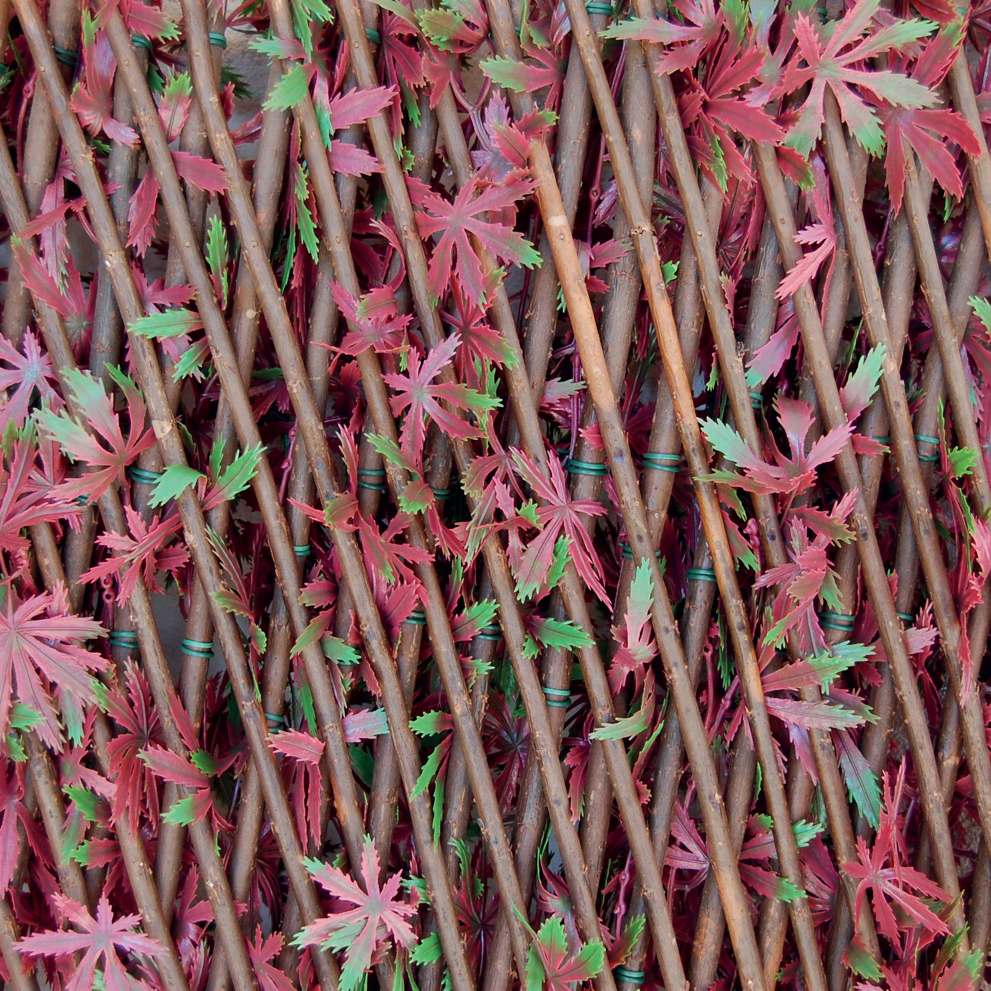 Tenax Haie artificielle avec feuilles treillis extensible en saule, Divy 3D X-Tens Red Acer, 1 x 2 m, rouge/vert