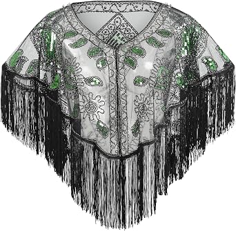 1920s Shawl Sequin Beaded Evening Cape Wraps for Gatsby Party
