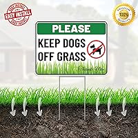 Vista 5 de Letrero con estaca con estaca con texto en inglés "Keep Dogs Off Lawn con estaca", plástico corrugado, con texto en inglés "Please Keep Dogs Off