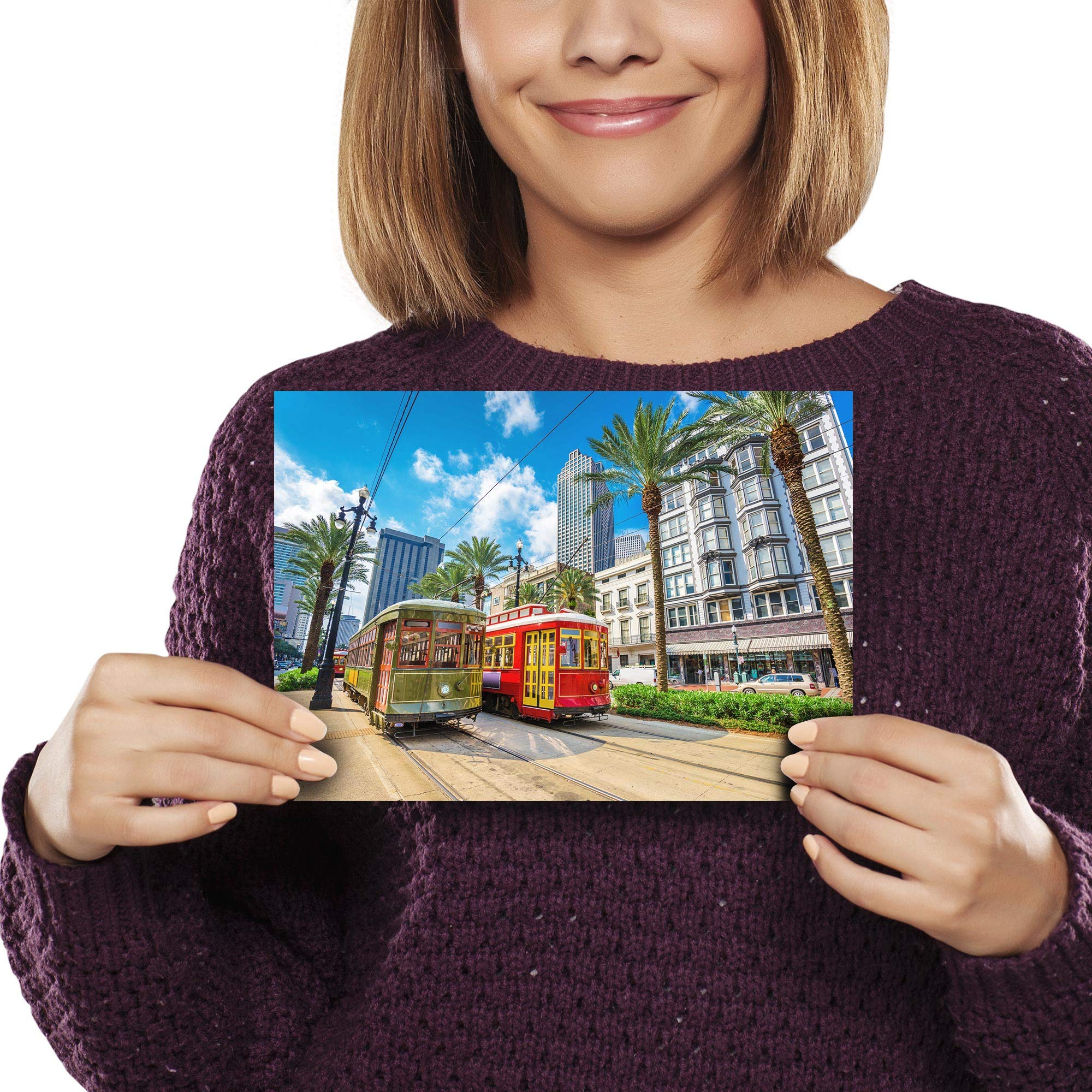 Destination Vinyl Posters A5 - Trams Trolleybus New Orleans USA Art Print 21 x 14.8cm 280gsm satin gloss photo paper #15693