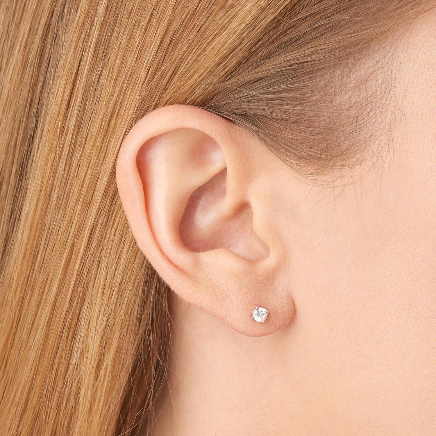 Amazon Essentials Plated Sterling Silver Cubic Zirconia Stud Earrings (Round & Princess) - Image 2