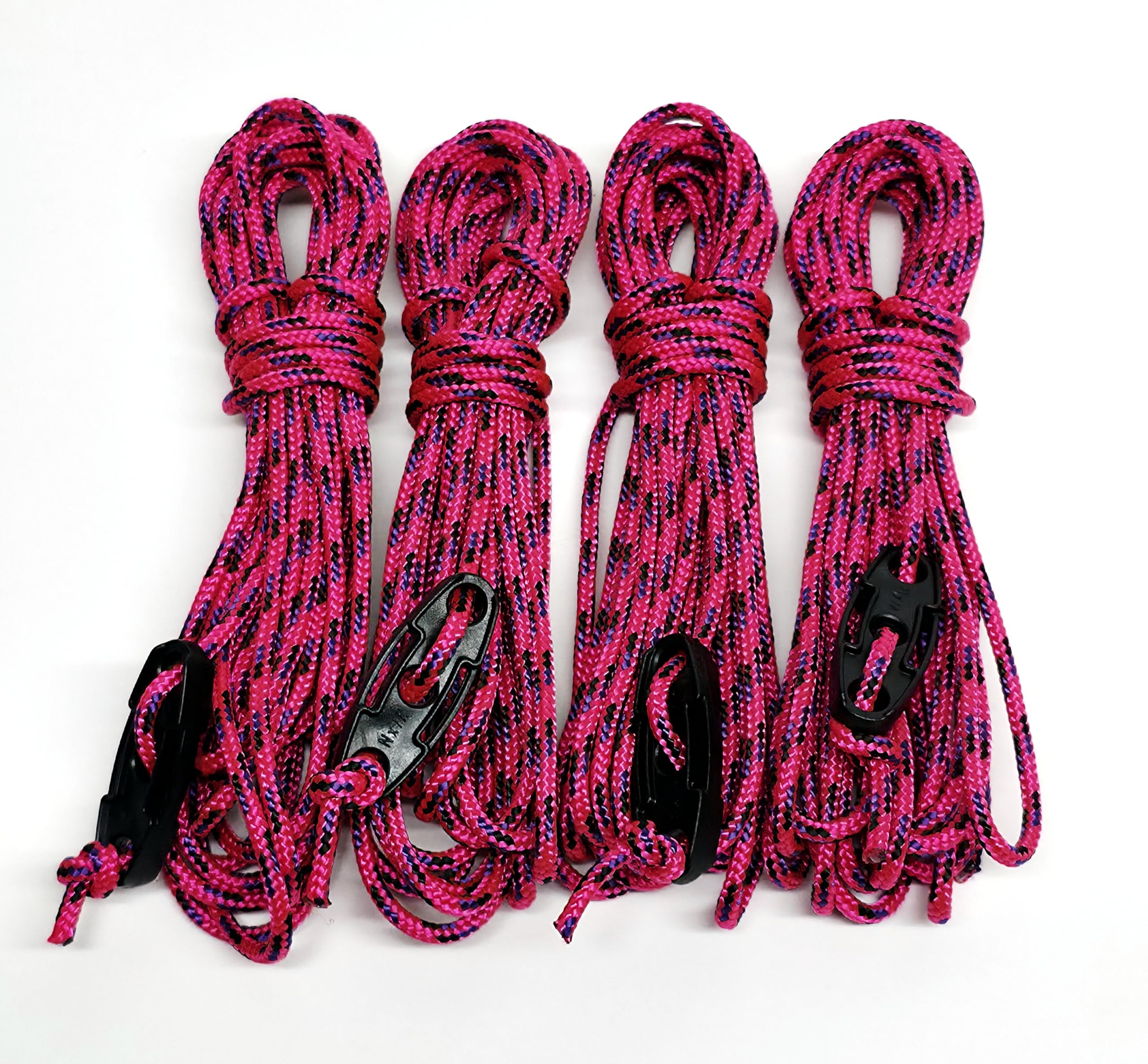 Rota Marine Multicolor Guy Ropes 3Mm 4M Guy Lines Tent Camping Cords Heavy Duty Pack Of 4 (Pink With Purple And Black Fleck)
