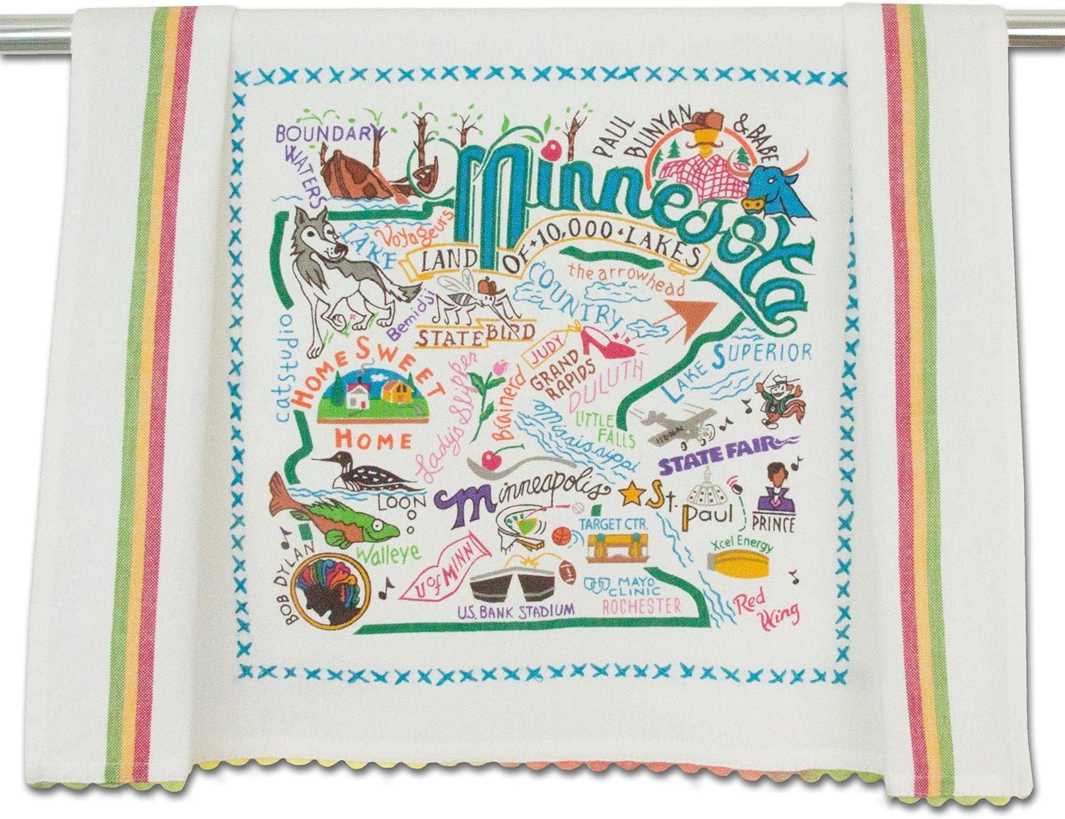 Catstudio Minnesota Dish Towel - U.S. State Souvenir Kitchen and Hand Towel, Perfect Tea Towels for Minnesota Lovers, Travel Souvenir, Housewarming Gifts, Couple Gifts