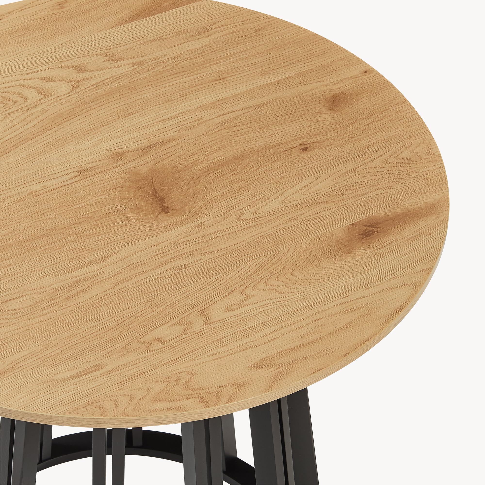 [en.casa] Tavolo Rotondo da Sala Pranzo Base Conica Tavolo Bistrot con Piano Rotondo (AxØ) 76x80 cm per Soggiorno Postazione di Lavoro Studio - Effetto Rovere/Nero