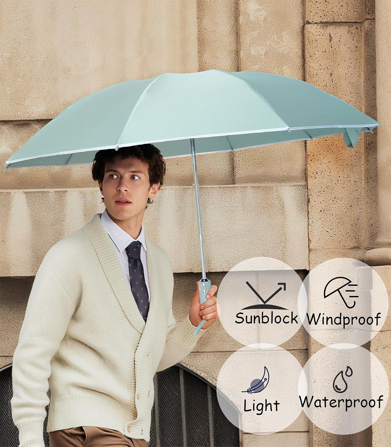 Travel Umbrellas Windproof Inverted Portable Reverse Folding Car Umbrella For Rain and Sun, Lightweight<1lb, Durable, Compact, Waterproof, Auto Open Close,Large Umbrella 46 Inch,10 Ribs, for Women Men, Fits Backpack - Image 8