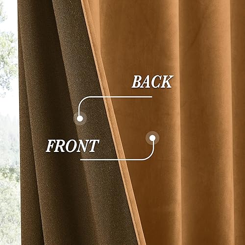 Miniatura 162 de RYB HOME Cortinas de terciopelo súper lujosas con diseño de bolsillo para barra, cortinas de privacidad con aislamiento térmico para oscurecer