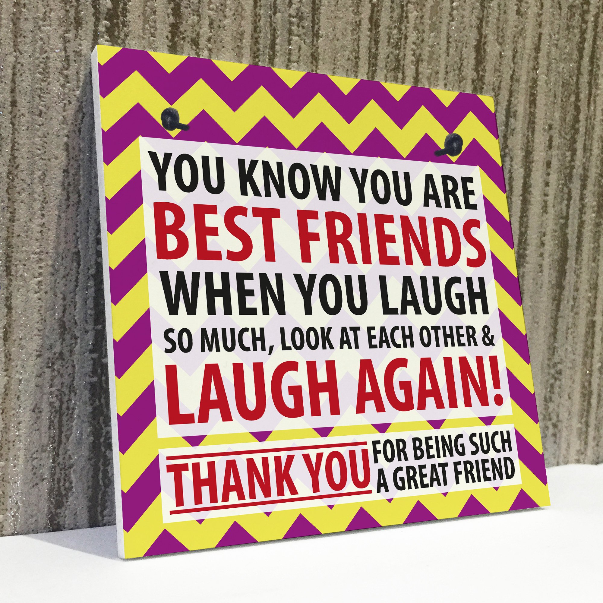 Red Ocean Best Friends Laugh Friendship Christmas Home Gift Hanging Plaque Secret Santa Family Sign