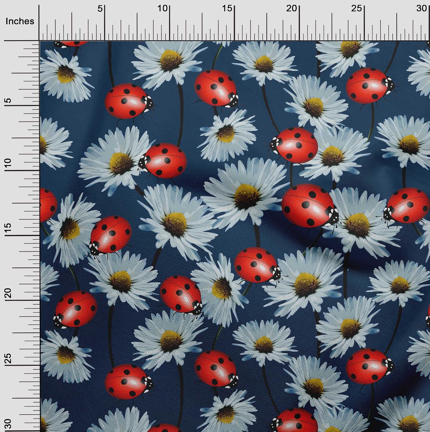 oneOone Cotton Cambric Blue Fabric with Floral Sewing Fabric by The Yard Printed DIY Clothing Sewing Supplies 42 Inch Wide